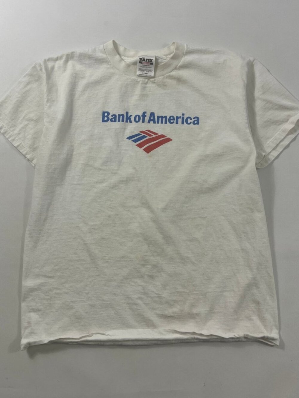 Vintage Y2K Tultex Bank of America Promo Logo Single Stitch White Tee XL